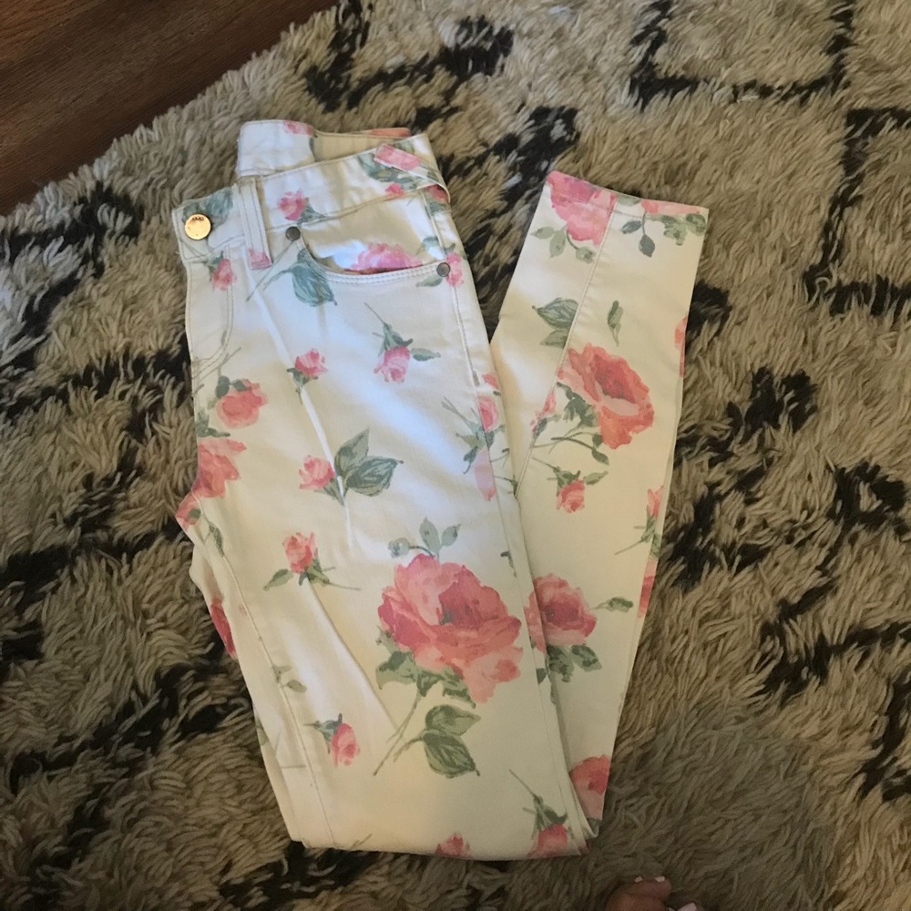 Free people floral skinny jeans